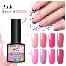 MAD DOLL 8 мл чистый лак для ногтей Цветной Гель-лак для ногтей розовая серия Цвет замочить от УФ-Гель-лак для ногтей Гель-лак One-shot Manicur