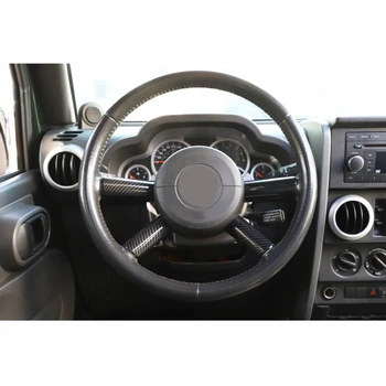 

ABS Cover Trim 4pcs/set Interior Carbon Fiber Steering Wheel Panel For Jeep Wrangler JK 2007-2010 Hot sale
