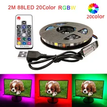 5050 usb'li şerit LED ışık DC 5V RGBW uzaktan kumanda kızdırma oturma odası led şerit lamba bant TV arka plan aydınlatması(China)