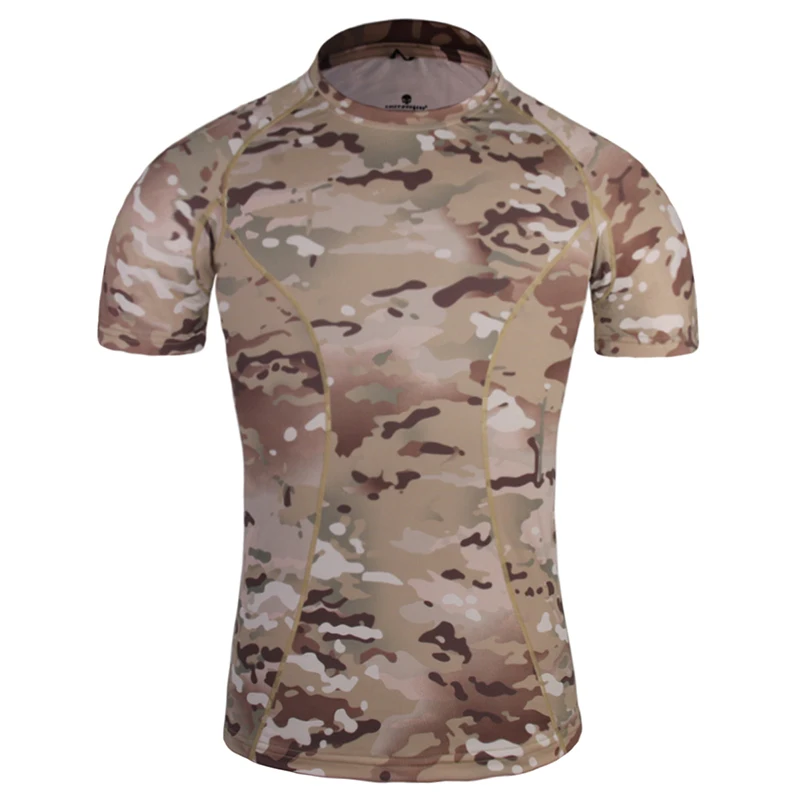 

Emersongear Tactical Skin Tight Base Layer Running Shirts Camouflage Shorts Sleeve Outdoor Sports Sweat-Wicking T-Shirt EM8605