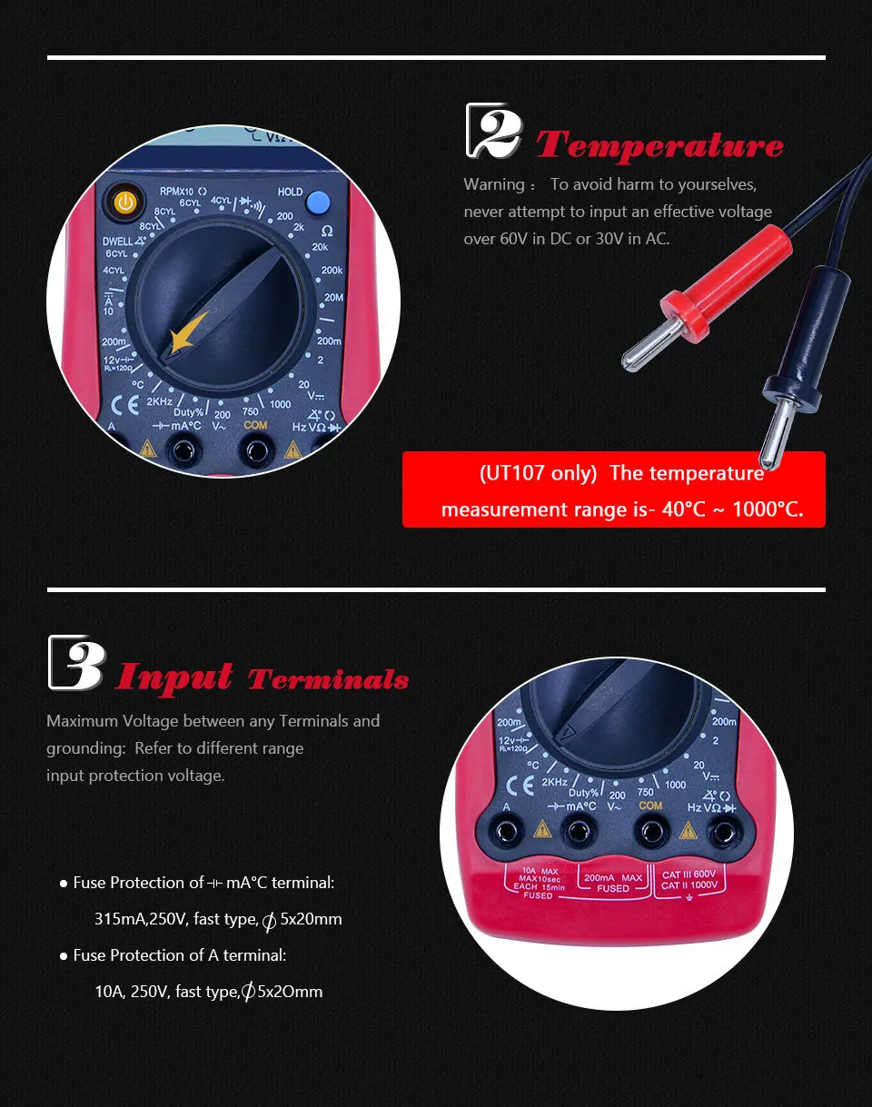 UNI-T UT105 UT107 Автомобильный цифровой мультиметр; AC DC напряжение постоянного тока; Ом диодный тестер; скорость двигателя измерения Dwell/Tach