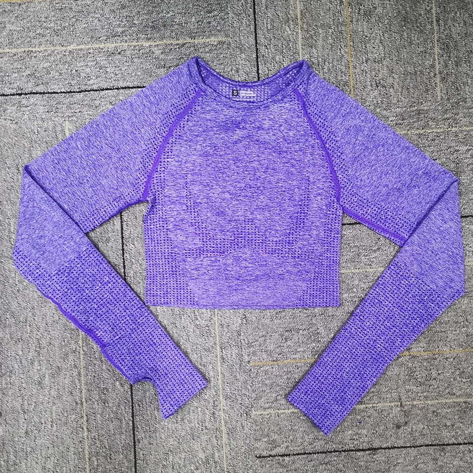Seamless Yoga Top Long Sleeve Workout Tops for Women Fitness Vital Gym Crop Top Athletic Gym Shirt Women Sportswear Short Active sports bra,yoga top,yoga shirt,sports shirt