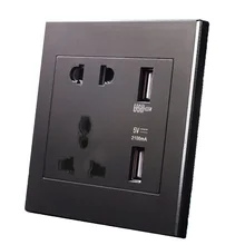 Двойной USB порт розетка настенное зарядное устройство адаптер зарядка 2A настенное зарядное устройство адаптер ЕС США розетка скрытый тип 86