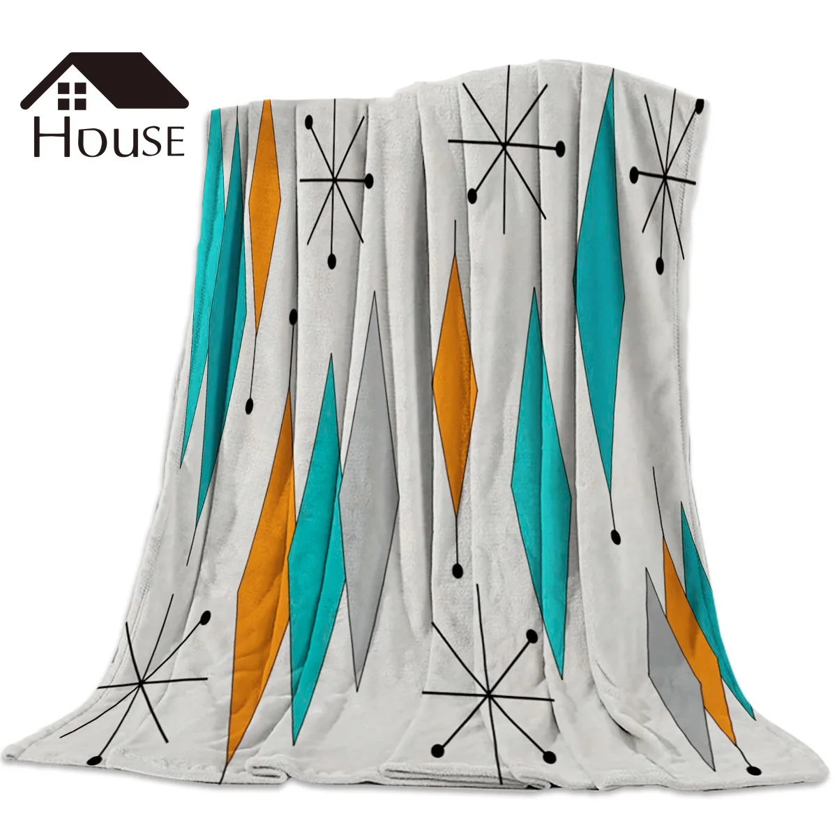 

Medieval Retro Geometry Printed Nap Blanket Soft Comfortable Velvet Plush Geometric Blankets Warm Sofa Bed Sheets