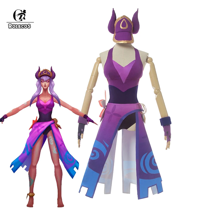 ROLECOS LOL Pool Party Syndra Cosplay Costume Sexy Swimsuit Game Jumpsuits Skirt Hat Halloween Outfit |