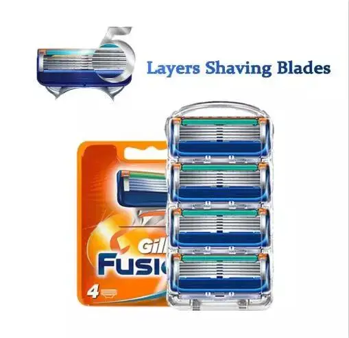 4pcs/lot Razor Blade For Men Face Care 5Layers Shaving Cassette Stainless Steel Safety Blades Suit Gillette Fusion | Красота и