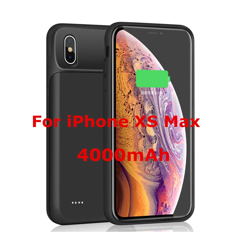 Внешний аккумулятор чехол для iPhone XS Max XR резервного питания чехол Мягкий силиконовый чехол для зарядки телефона для iPhone X XS power Case - Цвет: 4000mAh for XS Max