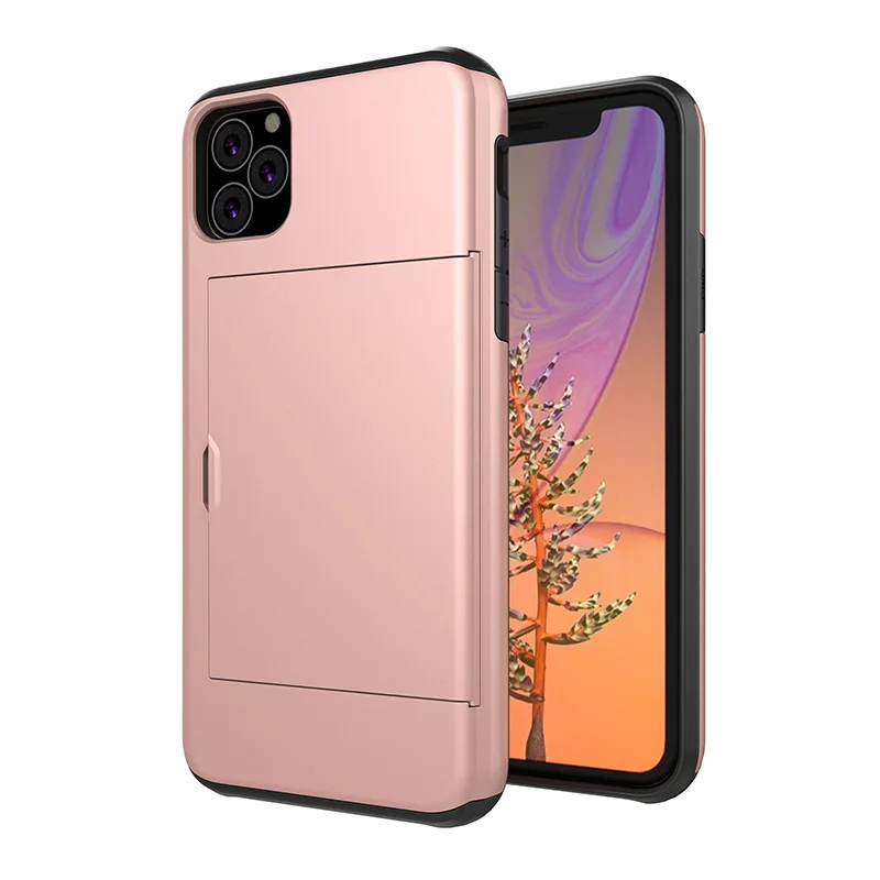 100 шт Роскошный Гибридный PC+ TPU бронированные чехлы для iPhone 11 Pro Max XS XR X 8 7 6 6S Plus 5 5S противоударный кредитный держатель для карт