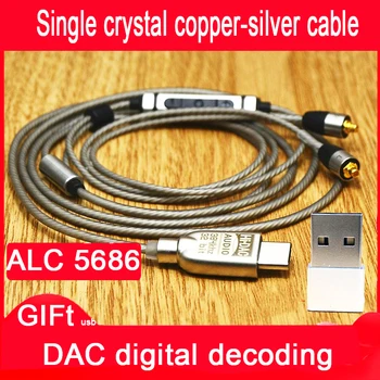 

For Sennheiser Ie8 IE80 IE8I Type-c DAC Decoding ALC5686 Chip Adapter for Shure MMCX Se215 SE846 Single Crystal Copper Cable