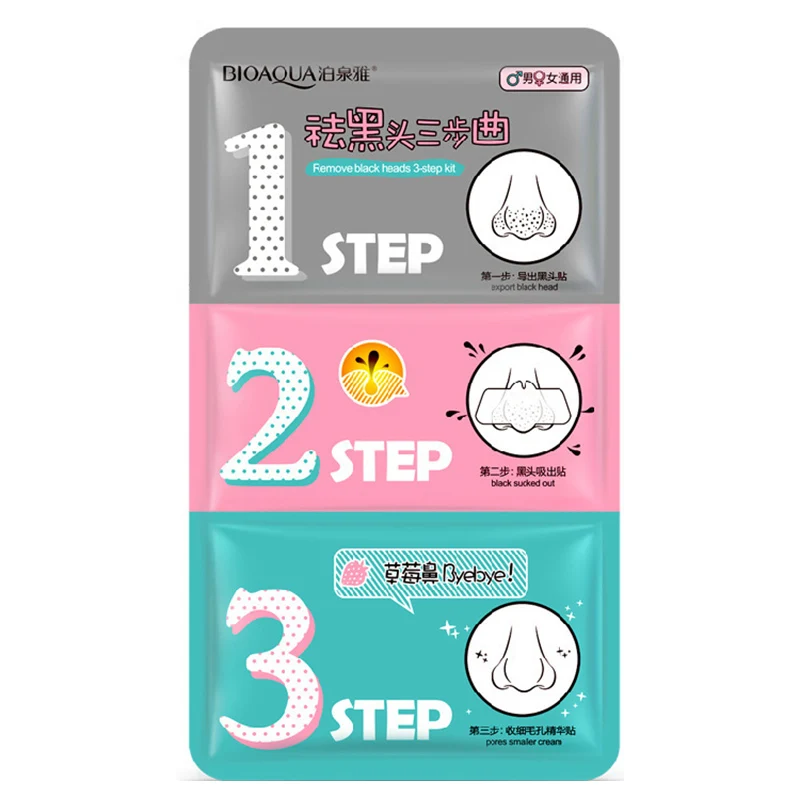 3 шага, маска для удаления угрей, носа, лица, кожи, черная голова ...