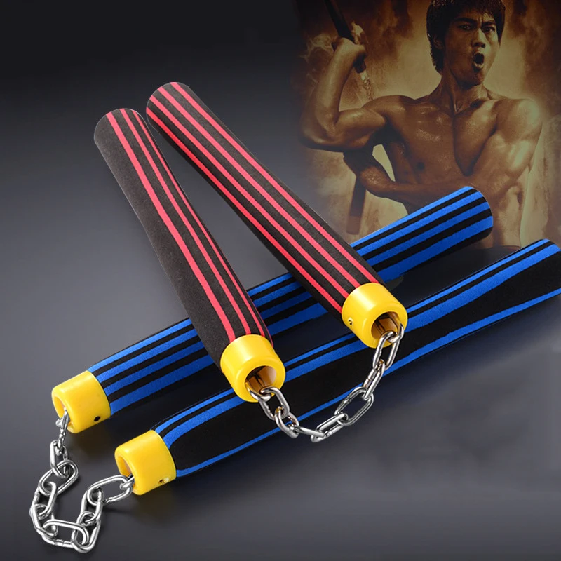 

Bruce Lee Martial Arts Fitness Workout Kung Fu Stainless Steel EVA Sponge Nunchakus Wushu Exercise Equipment For Adult