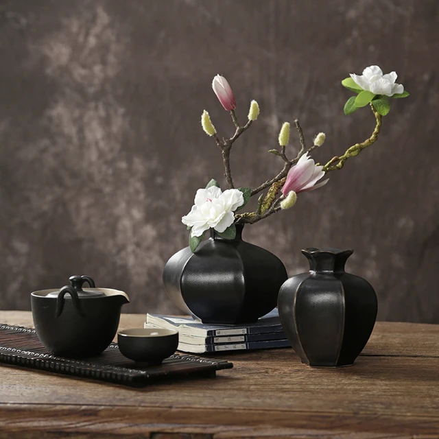 Ceramic Table Vase Living Room Vintage Chinese White Flower Vase Pot Plant  Mini Objet Decoration Salon
