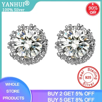 

With Certificate 2020 New Fine Luxury 925 Sterling Silver 8mm Small Lab Diamond Stud Earrings For Women Christmas Gift Jewelry