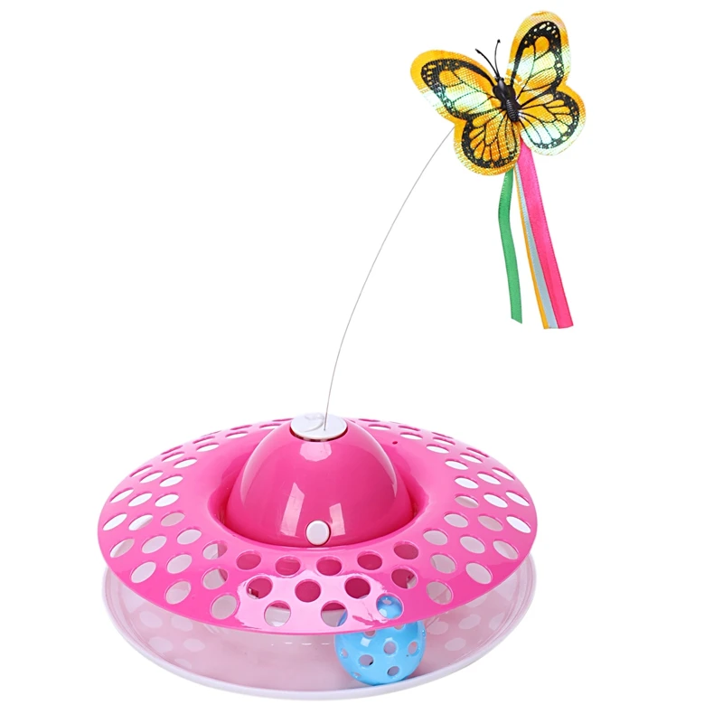New-1Pc вращающийся стол с мячом игрушки для кошек котенок игрушка для кошек электрическая вращающаяся бабочка муха стальная проволока интерактивные игрушки для питомцев для кошек