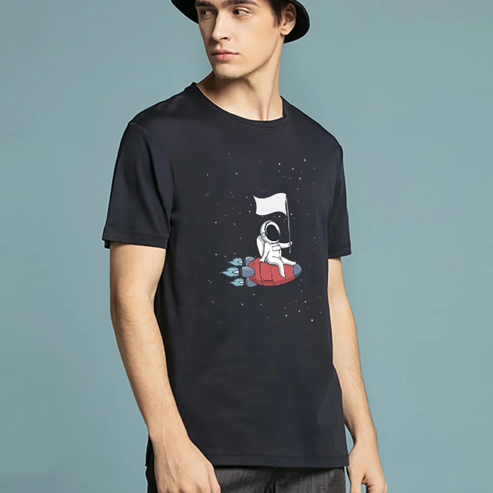 Men T Shirt Harajuku Summer Short Sleeve Astronaut Printed Tshirts Loose Fashion Tops Tees Trend Clothing Streetwear Pullover