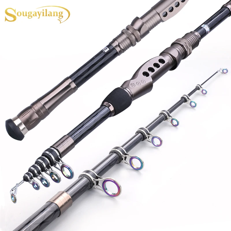 Sougayilang 1.8 3.6m Telescopic Fishing Rods UltraLight Weight Carbon Fiber Spinning Rod for