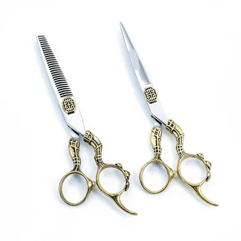 

6 inch 440C European Vintage Golden Hairdressing Scissors hair scissors for salon barber cutting thinning shears
