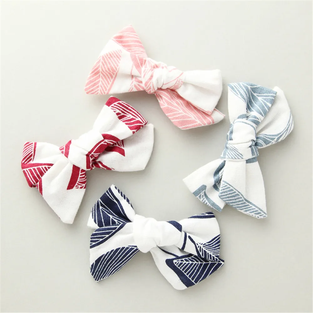 

4pcs/lot Cotton Hair Clips For Girls Print Bow Hairpins Baby Accessories Customized Barrettes Headwear Baby Hair Accessories