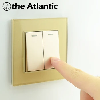 

Atlectric 1 2 3 4 Gang Wall Switch Light Button Switch EU FR Franch Plug Power Socket Glass Panel Socket Outlet Lamp Light