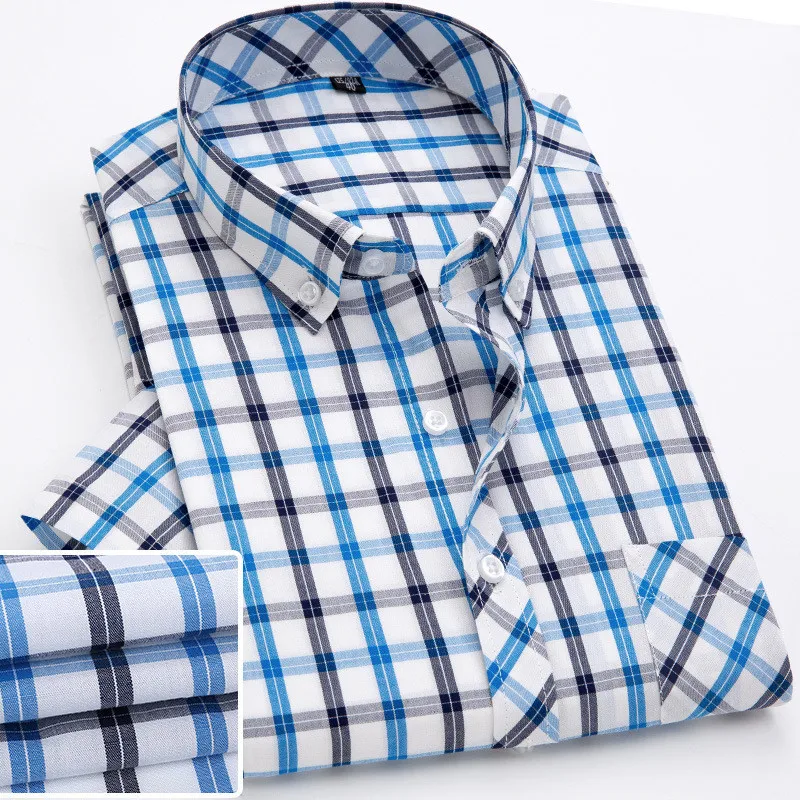 Man shirt 505 Мужские рубашки с коротким рукавом клетчатая модная повседневная приталенная Корейская одежда из чистого хлопка высокого качества брендовые рубашки мужские платья Modis - Цвет: Man shirt 505