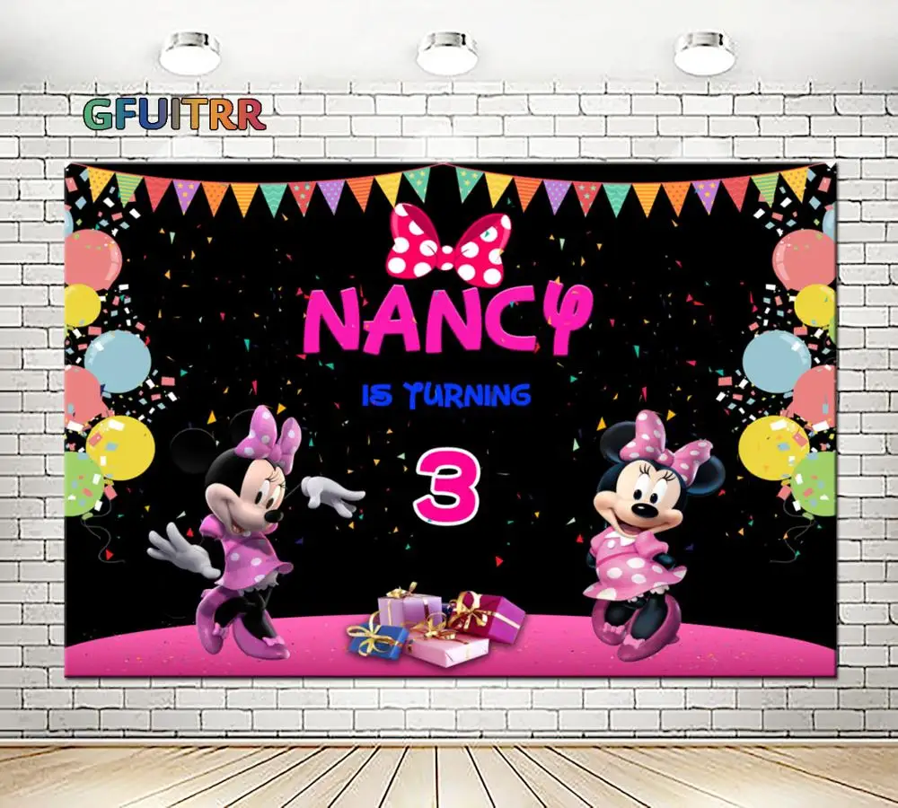 Gfuitrr Minnie Mouse Photography Backdrops Baby Shower Birthday