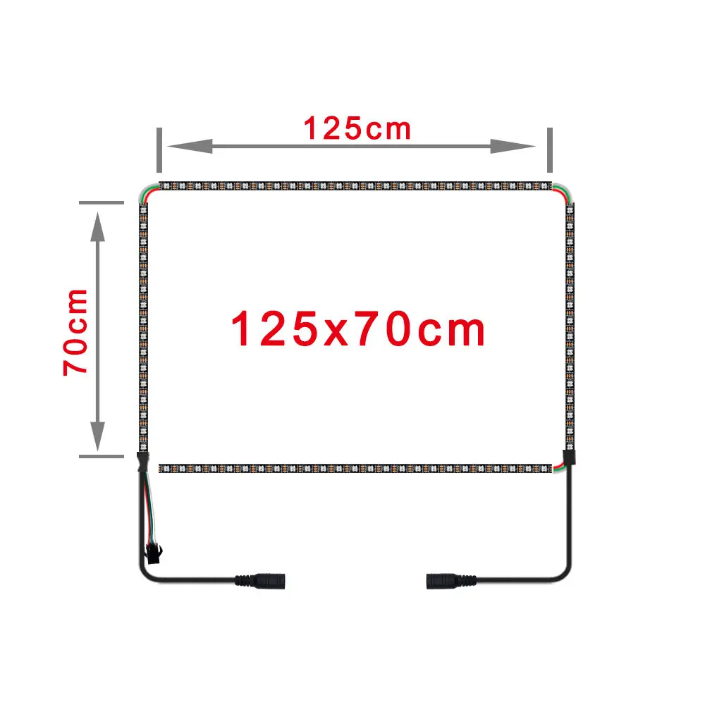 Ambilight ТВ с динамической подсветкой WS2812B Smart pixels Светодиодная лента HDMI 4K tv для 40-80 дюймов HD tv СВЕТОДИОДНЫЙ комплект для домашнего кинотеатра - Испускаемый цвет: 125cm x 70cm