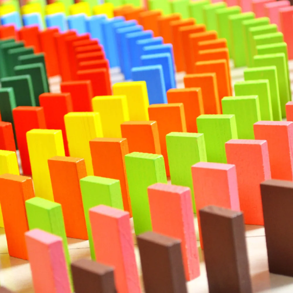 

120Pcs Rainbow Colorful Domino Building Blocks Pine Wooden Toys Intelligence Educational Domino Building Blocks Game Blocks Toys