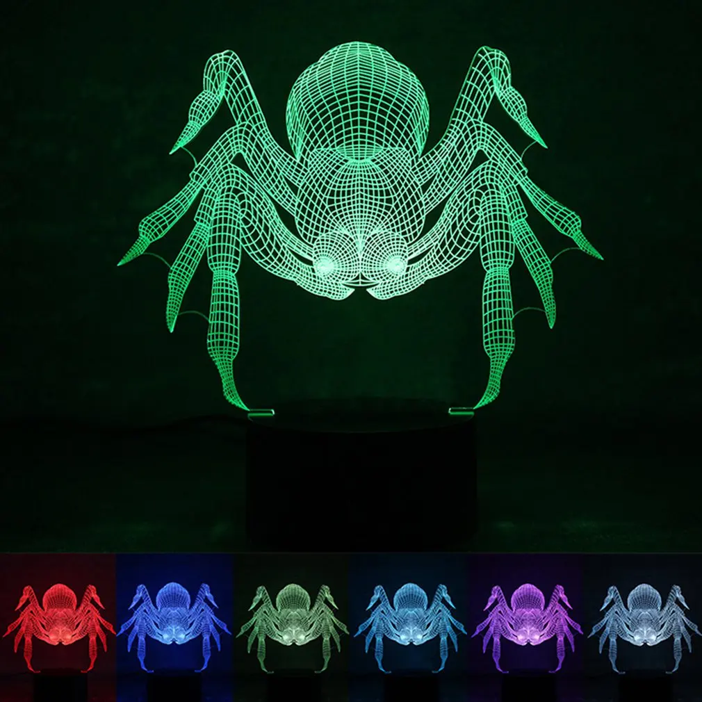 Colorful 3D Night Light Spider Night Light Eye Care LED Light Bedside Night Lamp Home Decoration Birthday Gift