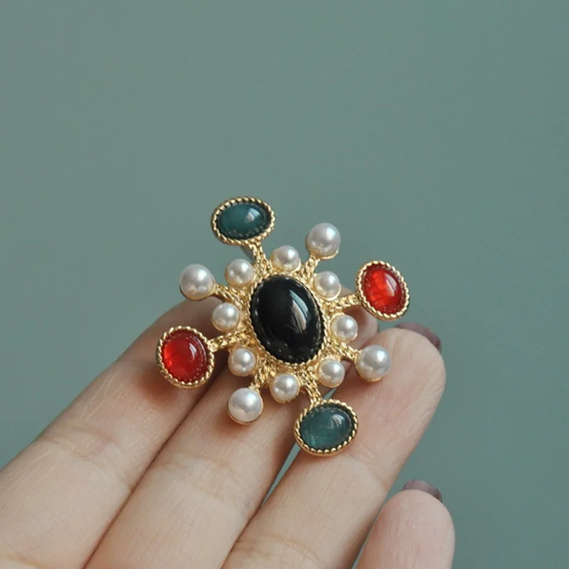 1piece brooch F. J4Z женские роскошные каменные Броши Модные Элегантные Заколки и серьги с искусственным жемчугом женские подарки аксессуары для пальто Прямая поставка - Окраска металла: 1piece brooch