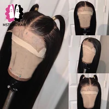 Парики из натуральных волос на кружевной основе, 4x4, парики из натуральных волос для черных женщин, бразильские прямые парики из натуральных волос