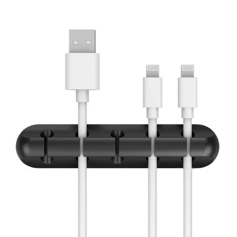 5 Clips Black USB кабель держатель силиконовый Кабельный органайзер гибкий кабель Winder управление зажимы держатель для наушников гарнитура Мышь Клавиатура - Цвет: 5 Clips Black