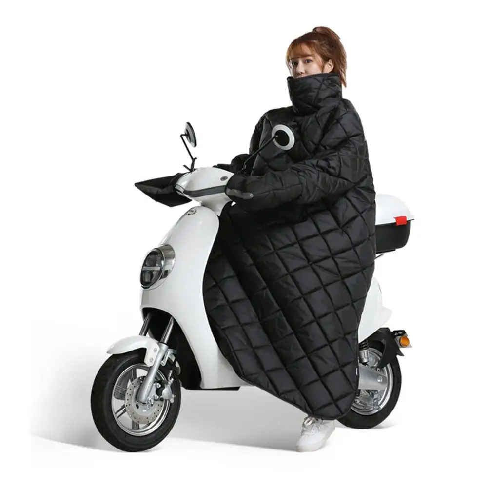 

Scooter Windproof Quilt Winter Warm Thick Motorcycle Cover With Gloves Night Reflective Dirt Resistant Windshield XL/XXL