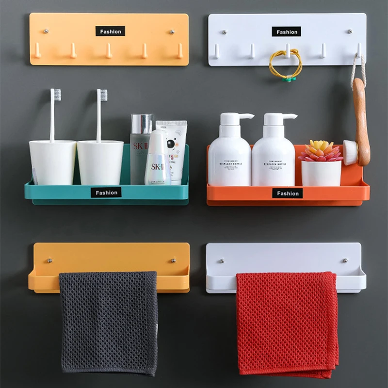 

Non-Perforated Wall-Hung Type Decorative Combination Shelf Sundries Storage Box Hanger Organizer Key Rack Kitchen Bathroom Hook