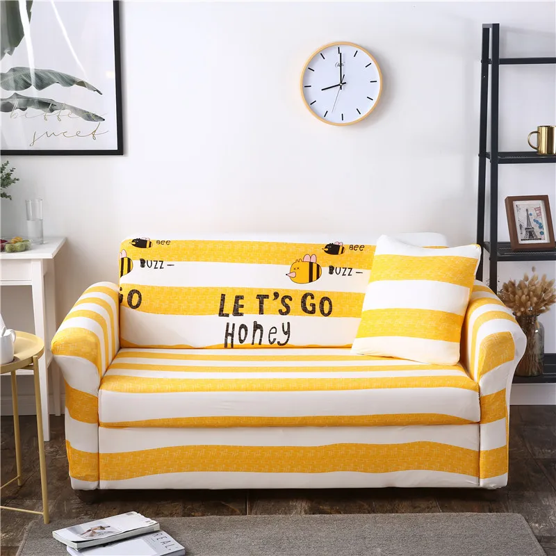 Белые, желтые, полосатые чехлы для диванов, эластичные подлокотники для диванов, чехлы для сидений, домашний диван, медовый диван, 1 Плаза, дома, дома