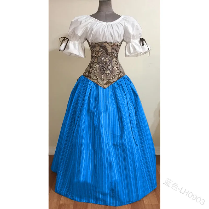 Платья на Хэллоуин женские средневековые дворцовые костюмы для косплея Пурим карнавальное тонкое платье принцессы с длинными рукавами викторианское платье Ренессанса