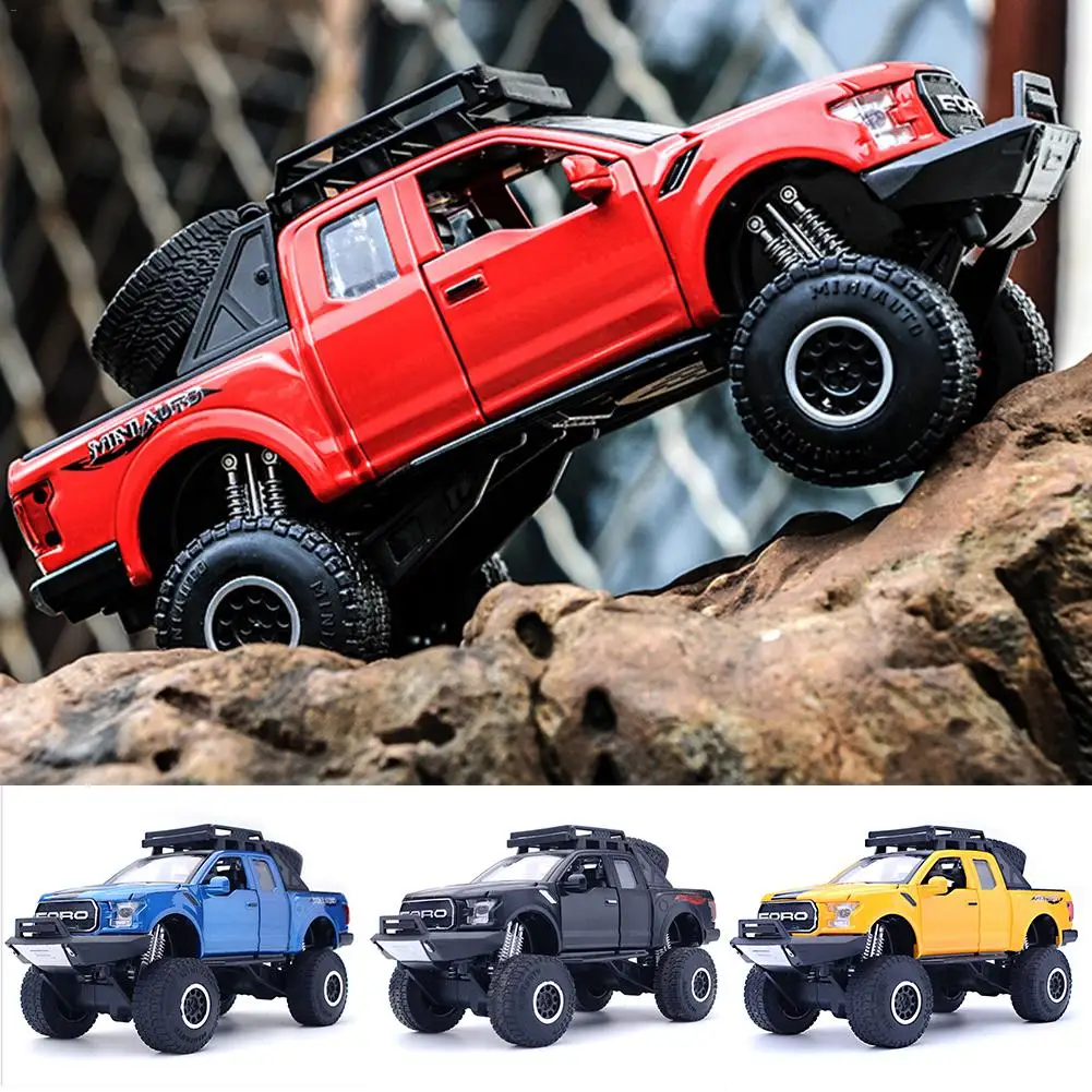

Kids Toys 1:32 Pick-up Alloy Model Toy Car For Ford F150 Raptor Sound And Light And Sliding Car Toy for Children