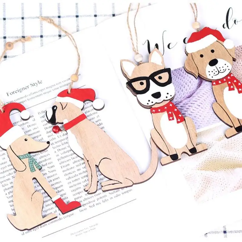 4Pcs Ornaments Creative Pendant Dog Shaped Pendant Christmas Pendants Wall Decor Party Hanging for Christmas Party Holiday