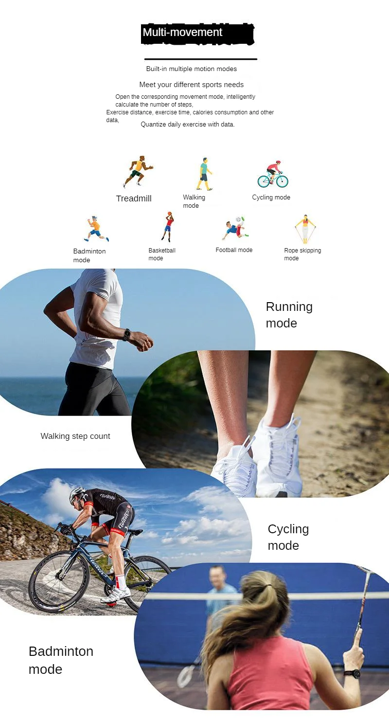 CF58 Smart Bracelet Blood Pressure Heart Rate Men And Women Pedometer Large Color Screen Bluetooth Sports Bracelet Round Screen