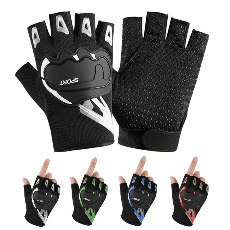 1Pcs MTB Bikes Gloves Anti Slip Gel Pad Breathable Half Finger Motorcycle Gloves 
