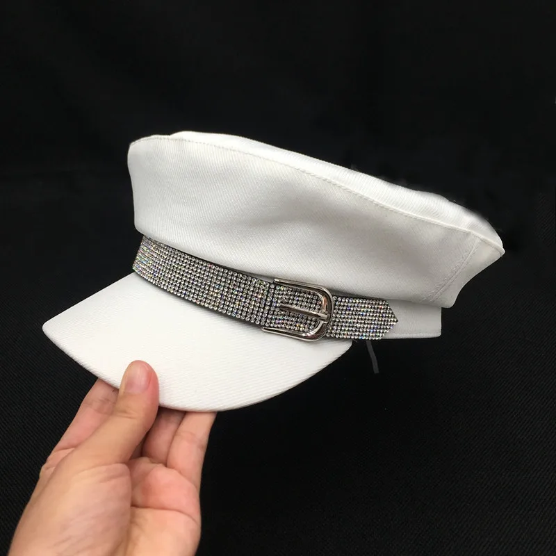 Модная кепка для отдыха, летняя кепка, защищающая от согревания, han edition, Кепка для газетчиков, маленькая милая Весенняя Кепка в морском стиле - Цвет: Белый