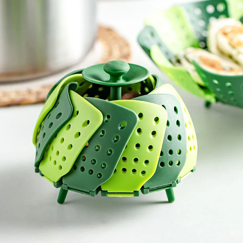 Plastic Folding Lotus Steamer Food Grade Steaming Rack Fruit Baskets Kitchen Storage Racks Vegetable Vapor Cooker Dish Cookware