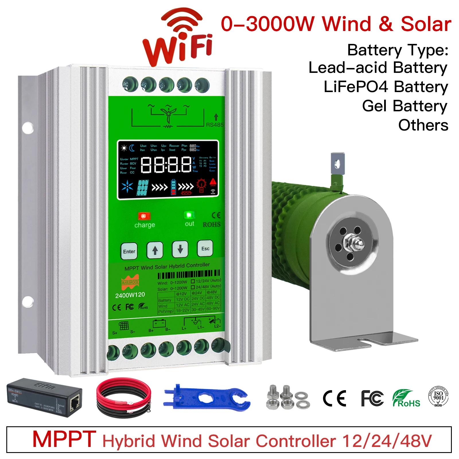 12V 24V 48V 3000W Wind Solar Hybrid Laderegler, MPPT Lade für Solar