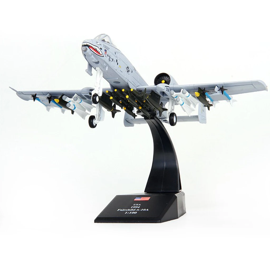 USA A-10 Attacker Aircraft 1:100 Scale Warthog Diecast Display Model with Stand for Decoration or Gift