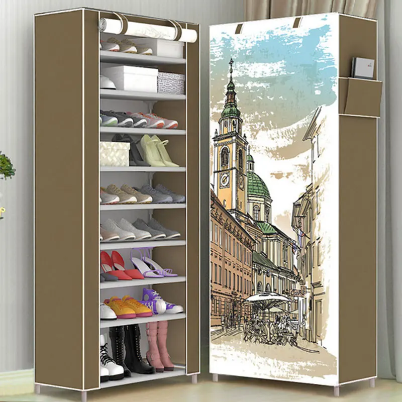 

10 Layer DIY Combination Assembly Shoe Cabinet Folding Cloth Storage Shoes Rack Dustproof Shoe Shelf Save Space Home Furniture