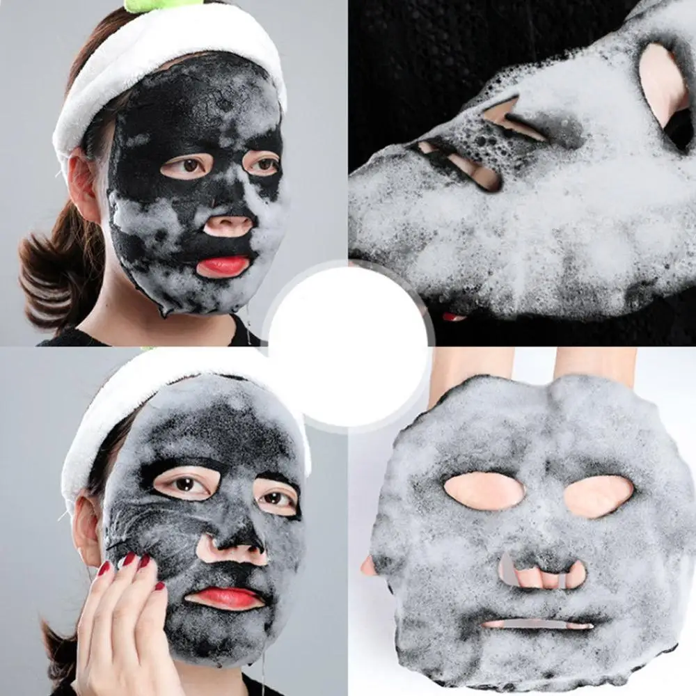 Korean Cosmetic Detox Oxygen Bubble Sheet Mask Moisturizing Black Skin Face Whitening Charcoal Care Bamboo Mask V6U8