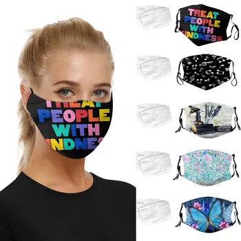 

5PCS various styles Print Masks Outdoor Washable Breathable Reusable Mask With 10PCS replaceable Filters Combination