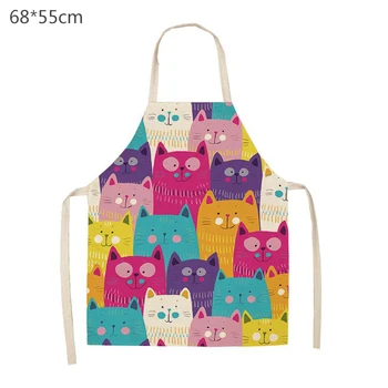 

Cute Cats Printed Kitchen Aprons for Women Sleeveless Cotton Bib Household Cleaning Apron Waterproof Cooking Baking Apron