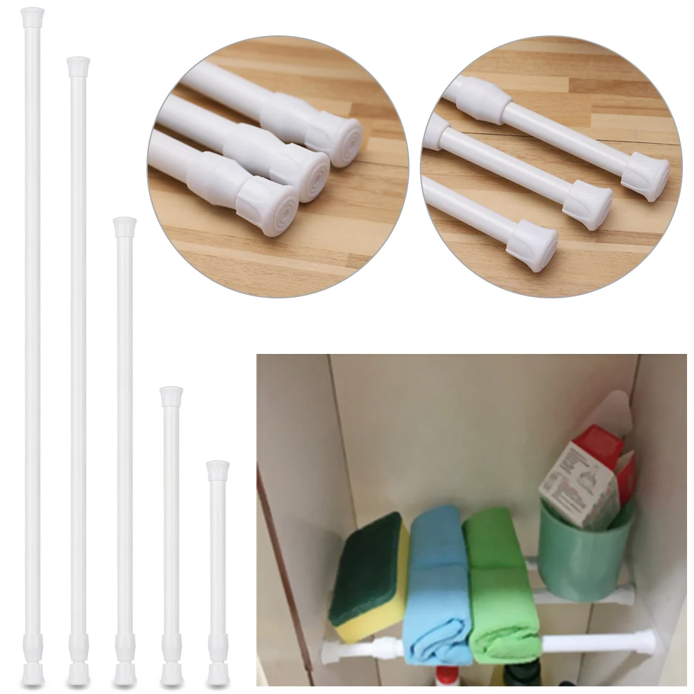 Multi Purpose Extendable Rod Spring Loaded Curtain Wardrobe Telescopic Sticks Net Voile Tension Rail Pole Hanging Adjustable | Дом и сад