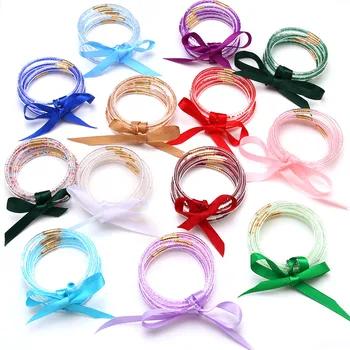 

120 Sets Wholesale 5PCS/Set 12 Month Birthstones Glitter Jelly Bangles All Weather Stack Silicone Plastic Glitter Jelly Bangles