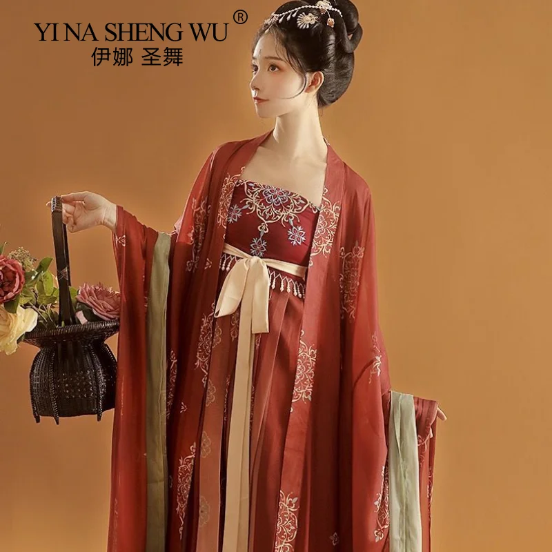 Original Hanfu chino tradicional traje mujer antigua de hadas imprimir  vestido elegancia de la Dinastía Han Cosplay etapa traje de ropa -  AliExpress